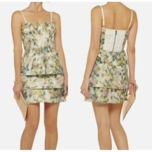 Alice + Olivia Daphne Bustier Corset Floral Jacquard Mini Dress Green Women's 2
